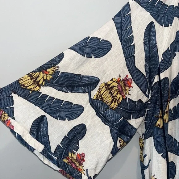 Desmond & Dempsey H&M Tropical White Blue Banana Leaf Dress Women’s Size M NWOT - Picture 7 of 12